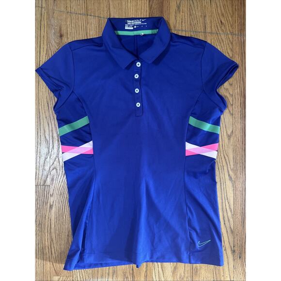Nike Tops - Nike Golf Tour Performance Shirt Multi Dri Fit Short Sleeve Sz M Active Retro